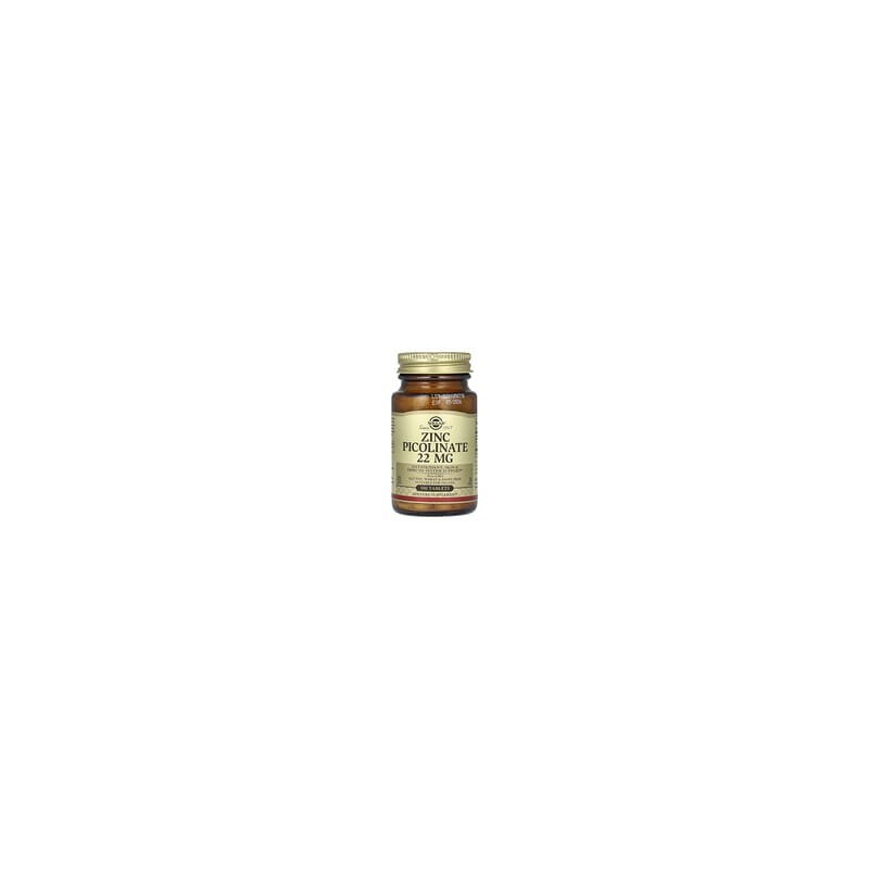 Solgar, Picolinato de zinc, 22 mg, 100 comprimidos
