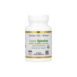 California Gold Nutrition, Espirulina orgánica, 1500 mg, 60 comprimidos (500 mg por comprimido)