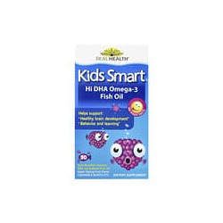 Kids Smart, Kids Smart®, Aceite de pescado con alto contenido de omega-3 DHA, Frutas, 30 cápsulas masticables “burstlet”