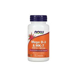 NOW Foods, Mega vitamina D3 y MK-7, 120 cápsulas