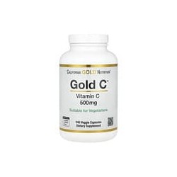 California Gold Nutrition, Gold C, Vitamina C verificada por la Farmacopea de EE. UU. (USP), 500 mg, 240 cápsulas vegetales