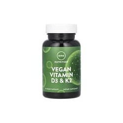 MRM Nutrition, Vitaminas D3 y K2 aptas para veganos, 62,5 mcg (2500 UI), 60 cápsulas vegetales