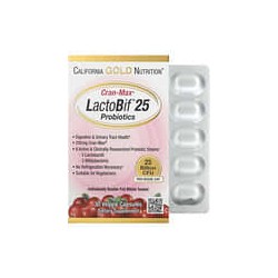 California Gold Nutrition, Lactobif con 25.000 millones de UFC y Cranmax, Suplemento probiótico, 30 cápsulas vegetales