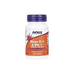 NOW Foods, Mega vitamina D3 y MK-7, 5000 UI, 180 mcg, 60 cápsulas