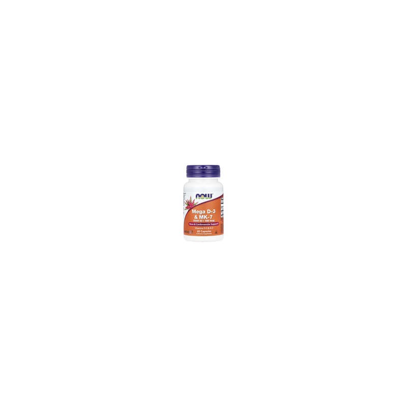NOW Foods, Mega vitamina D3 y MK-7, 5000 UI, 180 mcg, 60 cápsulas