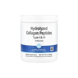 Lake Avenue Nutrition, Péptidos de colágeno hidrolizado, Tipo I y III, Sin sabor, 200 g (7,05 oz)