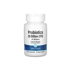 Lake Avenue Nutrition, Probióticos, Mezcla de 10 cepas, 25.000 millones de UFC, 60 cápsulas vegetales