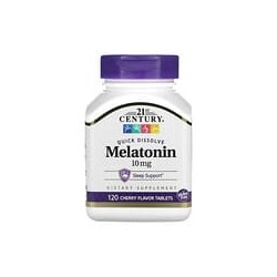 21st Century, Melatonina de disolución rápida, Sabor a cereza, 10 mg, 120 comprimidos