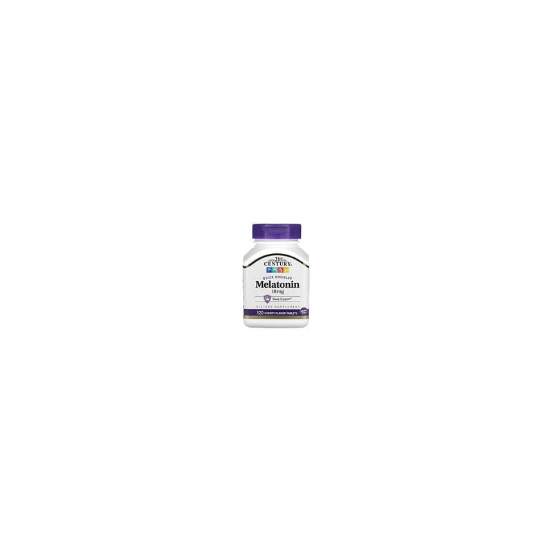 21st Century, Melatonina de disolución rápida, Sabor a cereza, 10 mg, 120 comprimidos