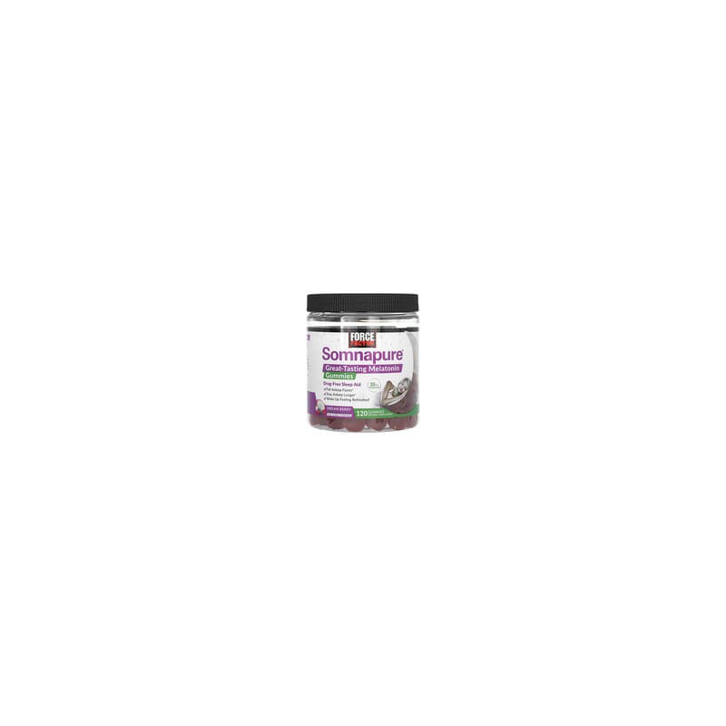 Force Factor, Somnapure®, Gomitas de melatonina de excelente sabor, Bayas de ensueño, 10 mg, 120 gomitas (5 mg por gomita)