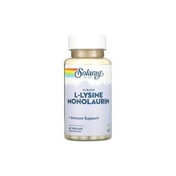 Solaray, L-lisina y monolaurina en proporción 1:1, 60 cápsulas vegetales