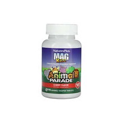 NaturesPlus, MagKidz, Animal Parade, Magnesio masticable para niños, Cereza, 90 comprimidos con forma de animales
