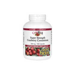 Natural Factors, CranRich, Concentrado de Arándanos Rojos, Super Potencia, 500 mg, 180 Cápsulas