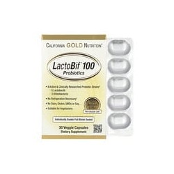 California Gold Nutrition, Probióticos LactoBif 100, 100.000 millones de UFC, 30 cápsulas vegetales