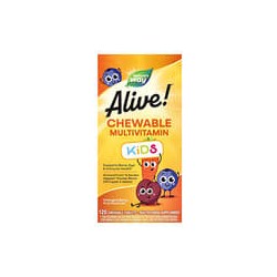 Nature's Way, Alive!, Suplemento multivitamínico masticable para niños, Naranja y baya, 120 comprimidos masticables