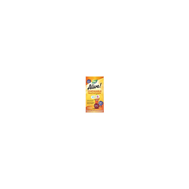 Nature's Way, Alive!, Suplemento multivitamínico masticable para niños, Naranja y baya, 120 comprimidos masticables