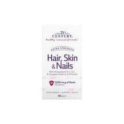 21st Century, Suplemento para el cabello, la piel y las uñas, Concentración extra, 90 comprimidos