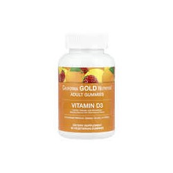 California Gold Nutrition, Gomitas con vitamina D3, Limón, naranja y fresa, 2000 UI, 90 gomitas vegetales (1000 UI por gomita)