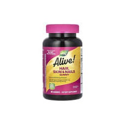 Nature's Way, Alive!, Gomitas para el cabello, la piel y las uñas, Fresa, 60 gomitas