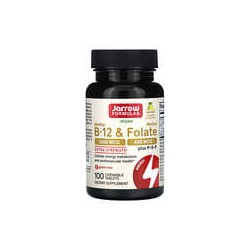 Jarrow Formulas, Metil B12 y metilfolato veganos, Concentración extra, Limón, 100 comprimidos masticables