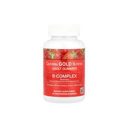 California Gold Nutrition, Gomitas con complejo de vitaminas B, Fresa, 45 gomitas vegetales