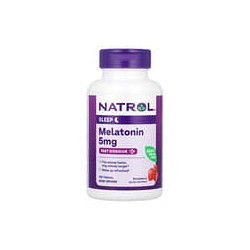 Natrol, Melatonina, Disolución rápida, Concentración extra, Fresa, 5 mg, 150 comprimidos
