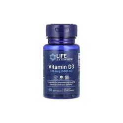 Life Extension, Vitamina D3, 125 mcg (5000 UI), 60 cápsulas blandas