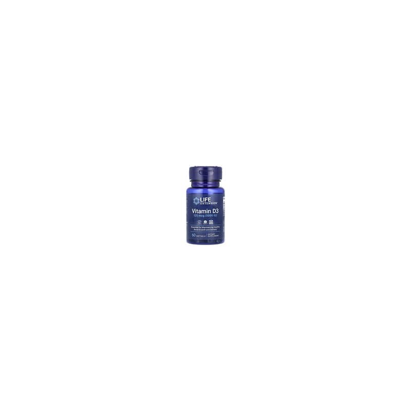 Life Extension, Vitamina D3, 125 mcg (5000 UI), 60 cápsulas blandas