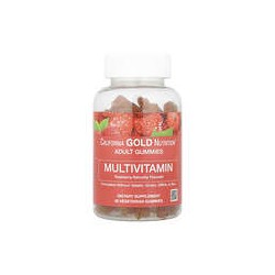 California Gold Nutrition, Gomitas multivitamínicas para adultos, Sabor natural a frambuesa, 90 gomitas vegetales