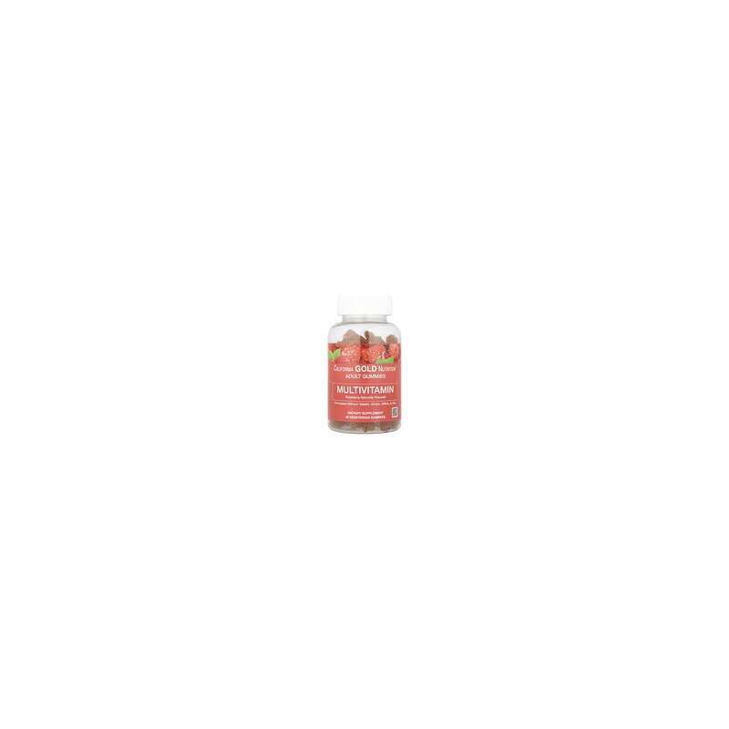 California Gold Nutrition, Gomitas multivitamínicas para adultos, Sabor natural a frambuesa, 90 gomitas vegetales