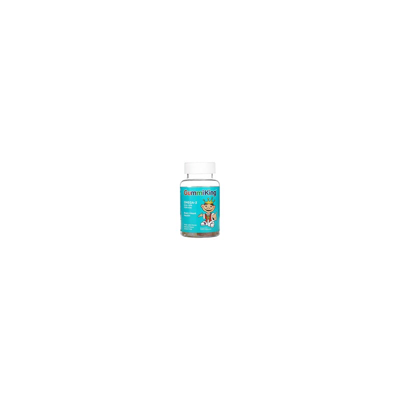 GummiKing, Omega-3 con DHA y EPA para niños, Fresa, naranja y limón, 70 mg, 60 gomitas (35 mg por gomita)