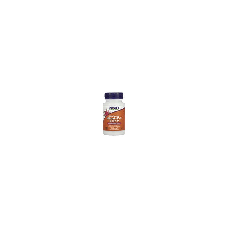 NOW Foods, Vitamina D3, Alta potencia, 5000 UI, 120 cápsulas blandas