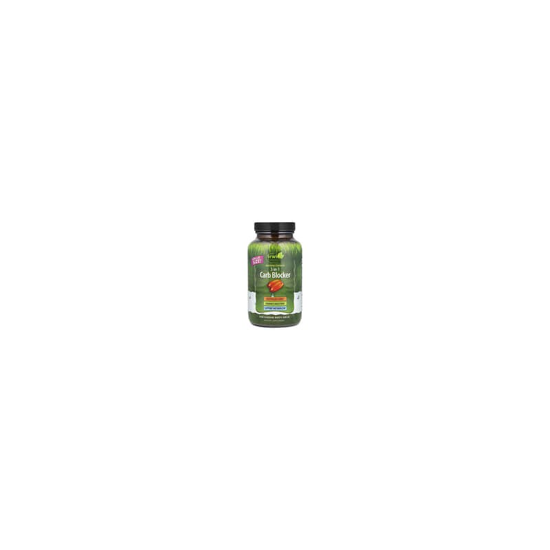 Irwin Naturals, 3-in-1 Carb Blocker, Bloqueador de carbohidratos 3 en 1, Potencia máxima, 150 cápsulas blandas