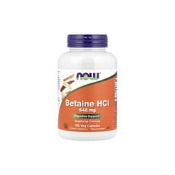 NOW Foods, Clorhidrato de betaína, 648 mg, 120 cápsulas vegetales