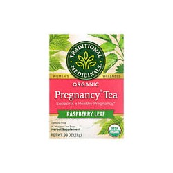 Traditional Medicinals, Pregnancy, Té orgánico para el embarazo, Hoja de frambuesa, Sin cafeína, 16 bolsitas de té envueltas, 28