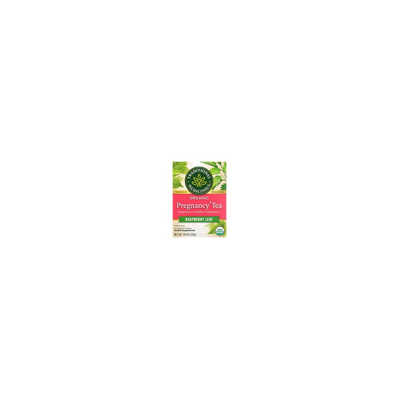 Traditional Medicinals, Pregnancy, Té orgánico para el embarazo, Hoja de frambuesa, Sin cafeína, 16 bolsitas de té envueltas, 28