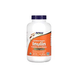 NOW Foods, Inulina orgánica certificada, Prebiótico puro en polvo, 454 g (1 lb)