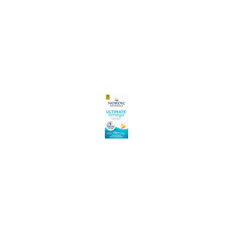 Nordic Naturals, Ultimate Omega, Suplemento de aceite de pescado con omega-3, Limón, 1280 mg, 180 cápsulas blandas (640 mg por c