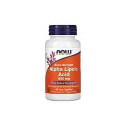 NOW Foods, Ácido alfa-lipoico, Concentración extra, 600 mg, 60 cápsulas vegetales