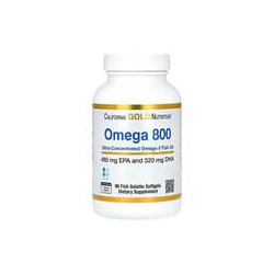 California Gold Nutrition, Omega 800, Aceite de pescado con omega-3 ultraconcentrado, En forma de triglicéridos KD-Pür, 1000 mg,