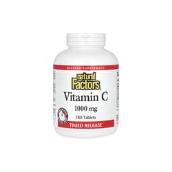 Natural Factors, Vitamina C, Liberación prolongada, 1000 mg, 180 comprimidos