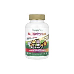 NaturesPlus, Source of Life, Animal Parade Gold, Suplemento multivitamínico y mineral masticable para niños, Sabores naturales s