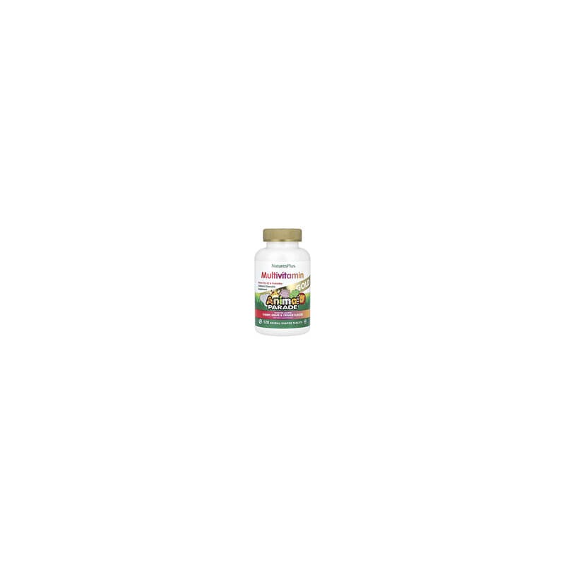 NaturesPlus, Source of Life, Animal Parade Gold, Suplemento multivitamínico y mineral masticable para niños, Sabores naturales s