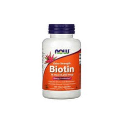 NOW Foods, Biotina con concentración extra, 10 mg (10.000 mcg), 120 cápsulas vegetales