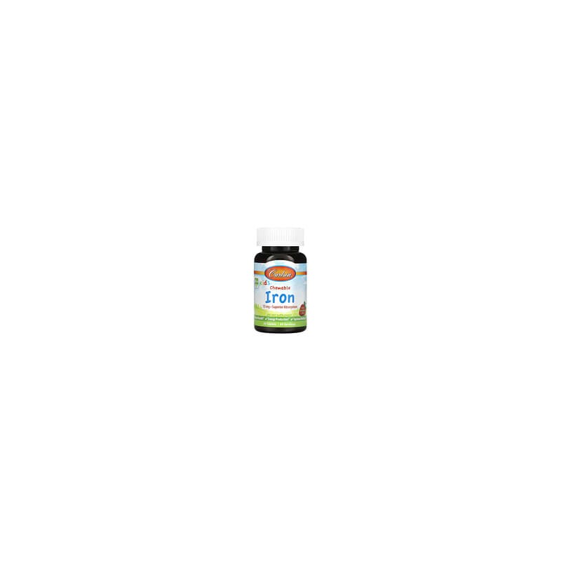 Carlson, Niños, Hierro masticable, Sabor natural a fresa, 15 mg, 60 comprimidos