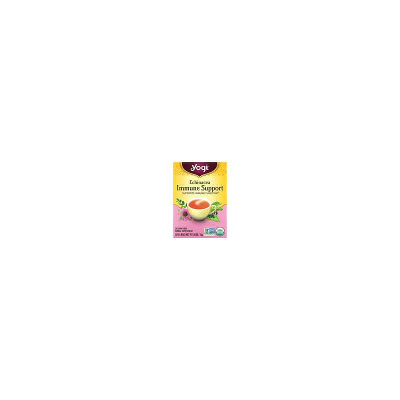 Yogi Tea, Equinácea de refuerzo inmunitario, Sin cafeína, 16 bolsitas de té, 24 g (0,85 oz)