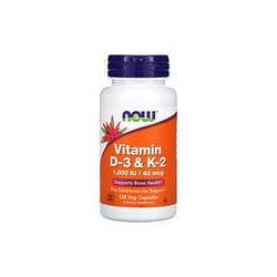 NOW Foods, Vitamina D3 y vitamina K2, 120 cápsulas vegetales