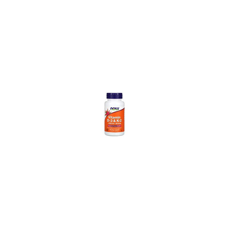 NOW Foods, Vitamina D3 y vitamina K2, 120 cápsulas vegetales