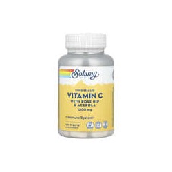 Solaray, Vitamina C de liberación prolongada con rosa mosqueta y acerola, 1000 mg, 100 comprimidos