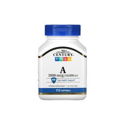 21st Century, Vitamina A, 3000 mcg (10.000 UI), 110 cápsulas blandas